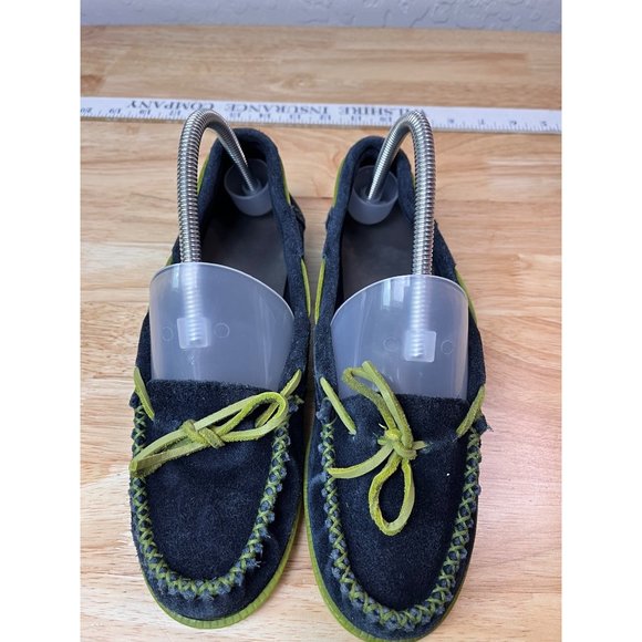Minnetonka Shoes - MINNETONKA Blue Leather boat Laced Moccasin Driving Mocs  Flats 8